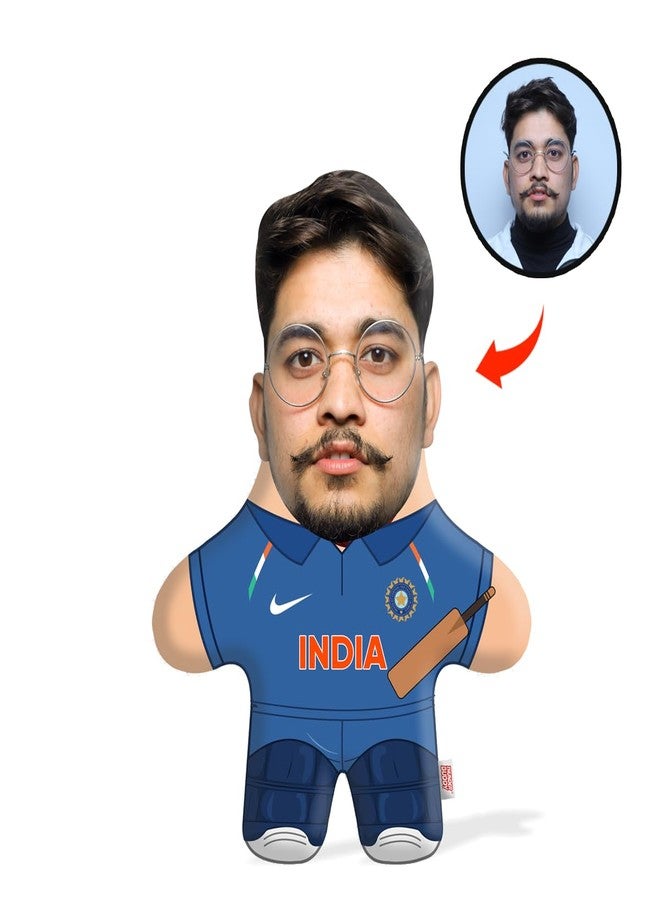 THUNDER BUDDY Thunder Buddies Indian Cricketer Face Pillow Mini Me - Decorative Signage, Unique Gift for Cricket Fans, Home Decor, Car Accessory - Image 3